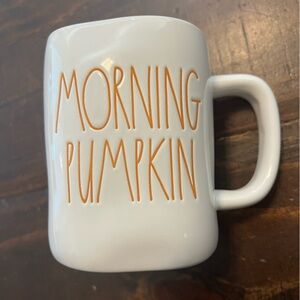 Rae Dunn White and Orange Ceramic Mug Minimalist Design